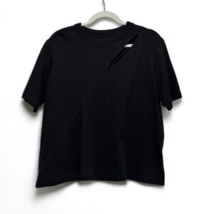 R+A Women’s Front Cutout Boxy T-Shirt Small Black